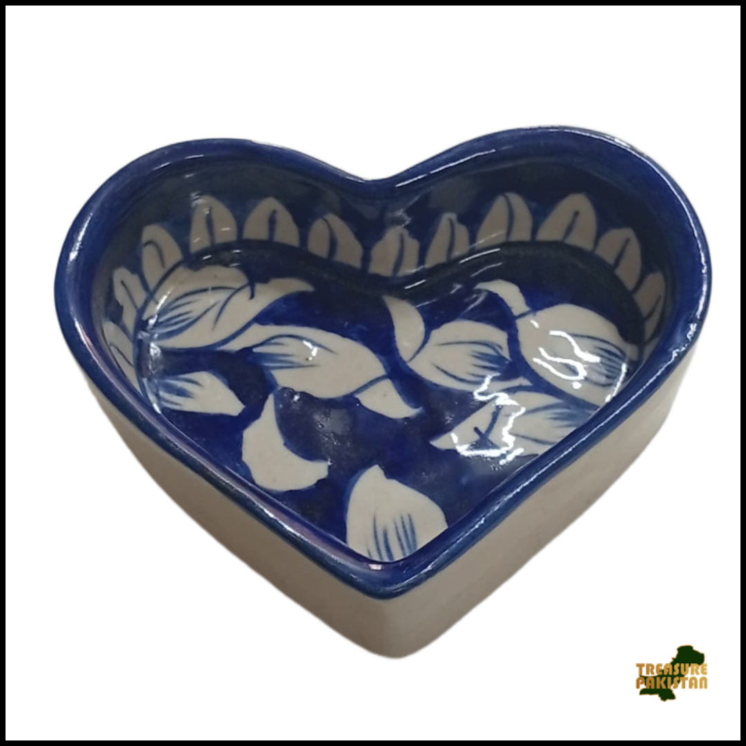 Blue Pottery Heart Tray