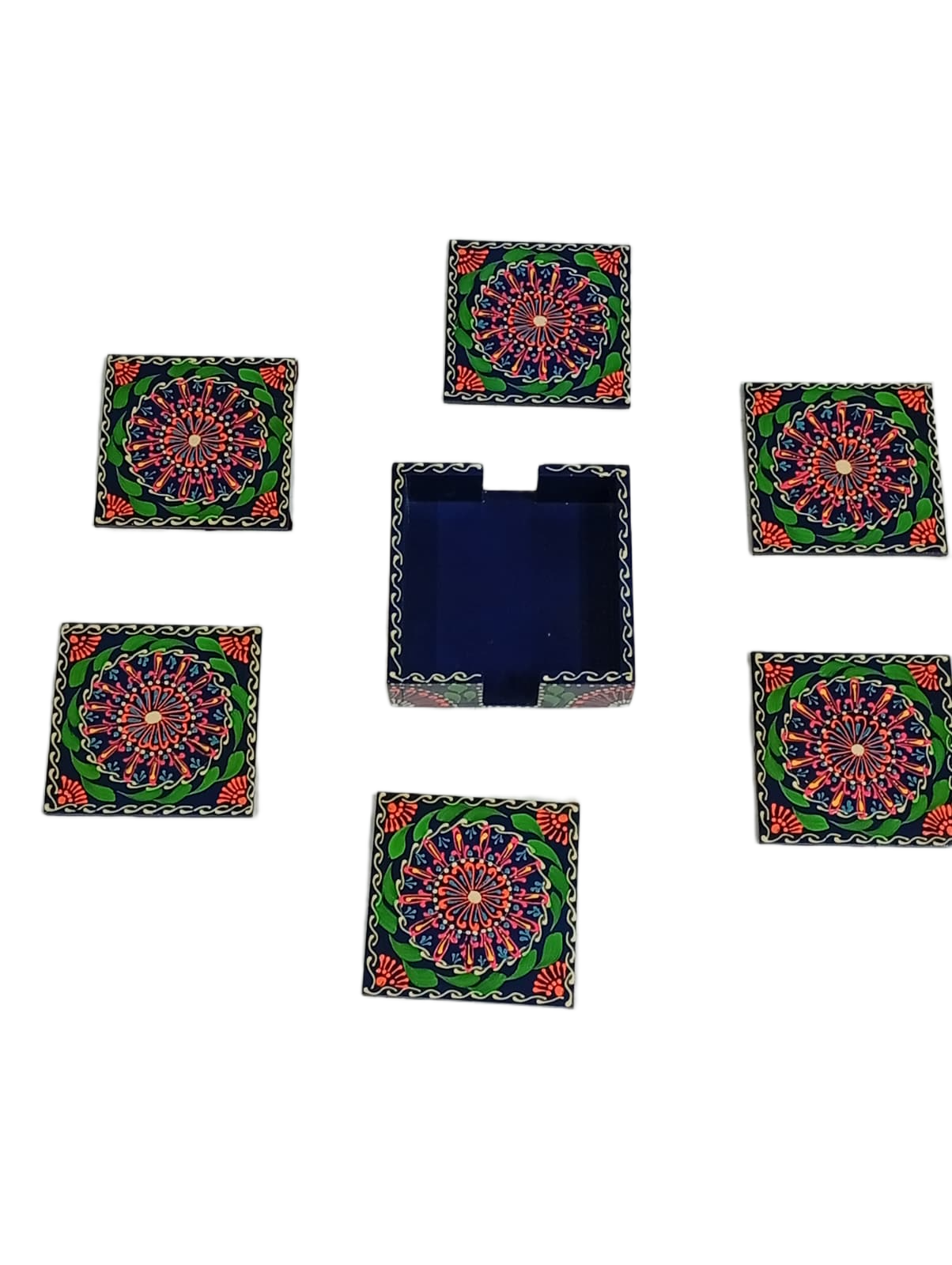Truck Art Tea Coaster Set of 6 with Holder – Handmade Traditional Pakistani Design - Image 5