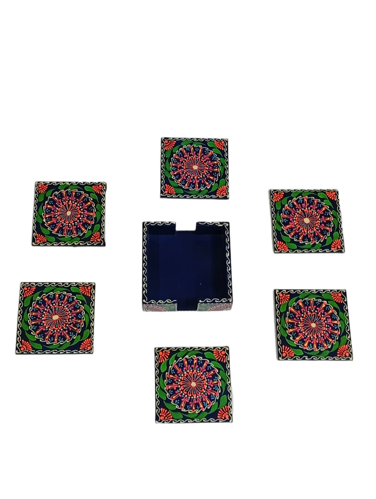 Truck Art Tea Coaster Set of 6 with Holder – Handmade Traditional Pakistani Design - Image 6