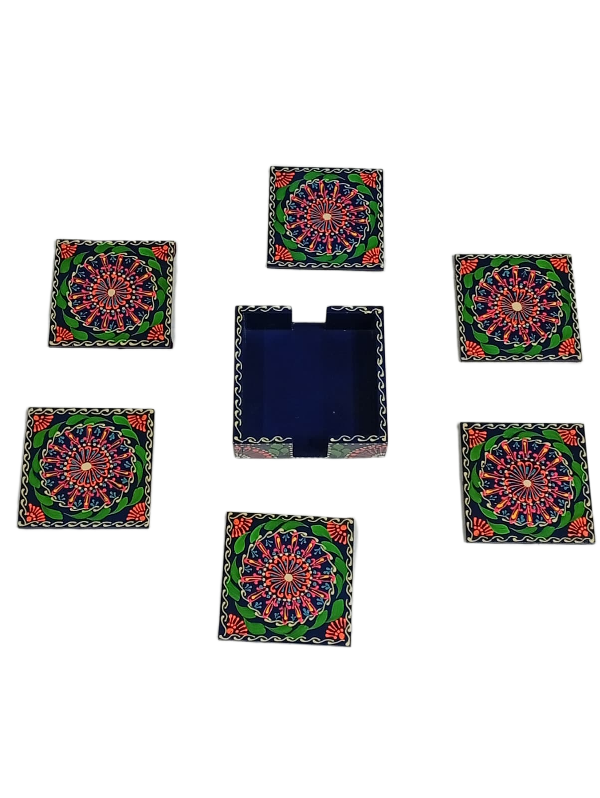 Truck Art Tea Coaster Set of 6 with Holder – Handmade Traditional Pakistani Design - Image 8