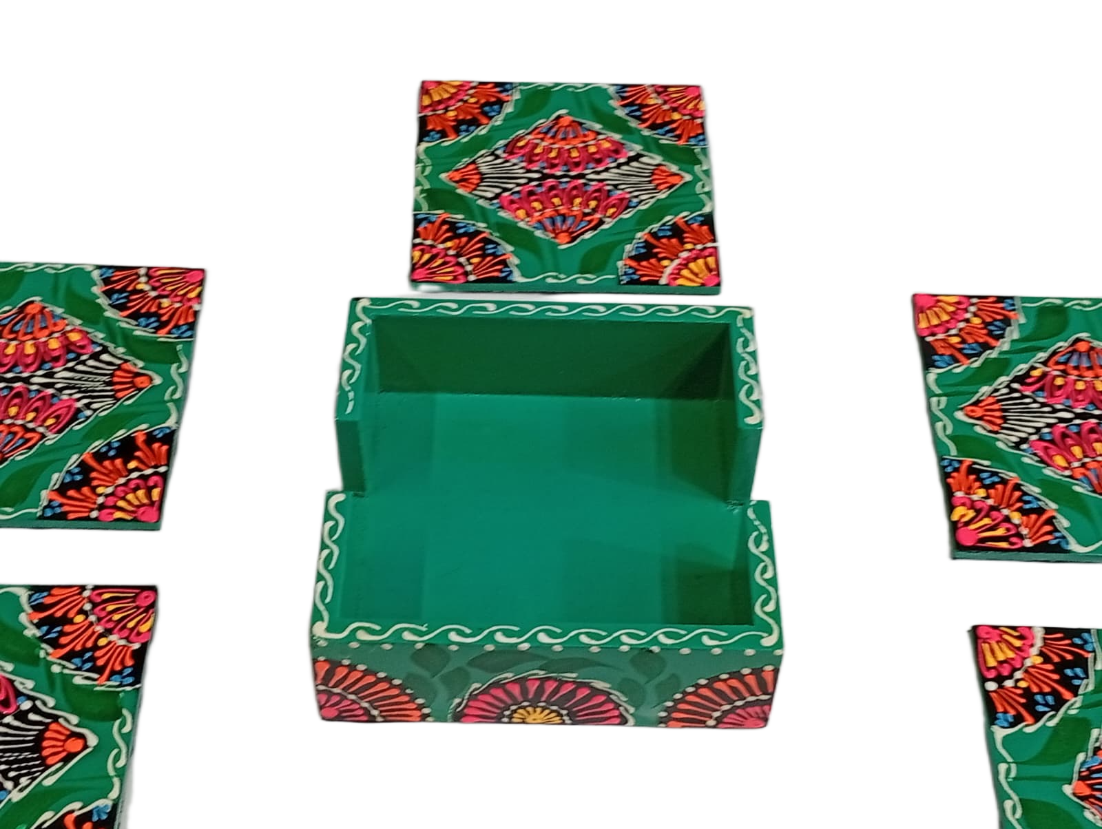 Truck Art Tea Coaster Set of 6 with Holder – Handmade Traditional Pakistani Design - Image 7