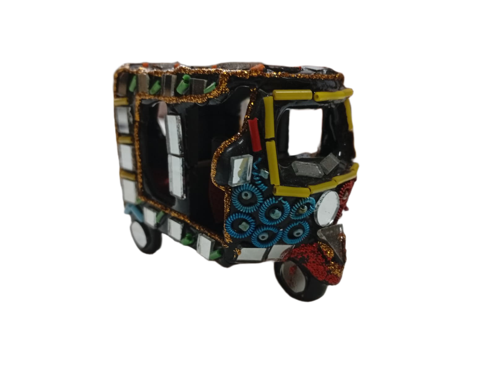 Decorative Mirror Work Rickshaw (L-6cm, W-4cm, H-5.5cm) - Image 4
