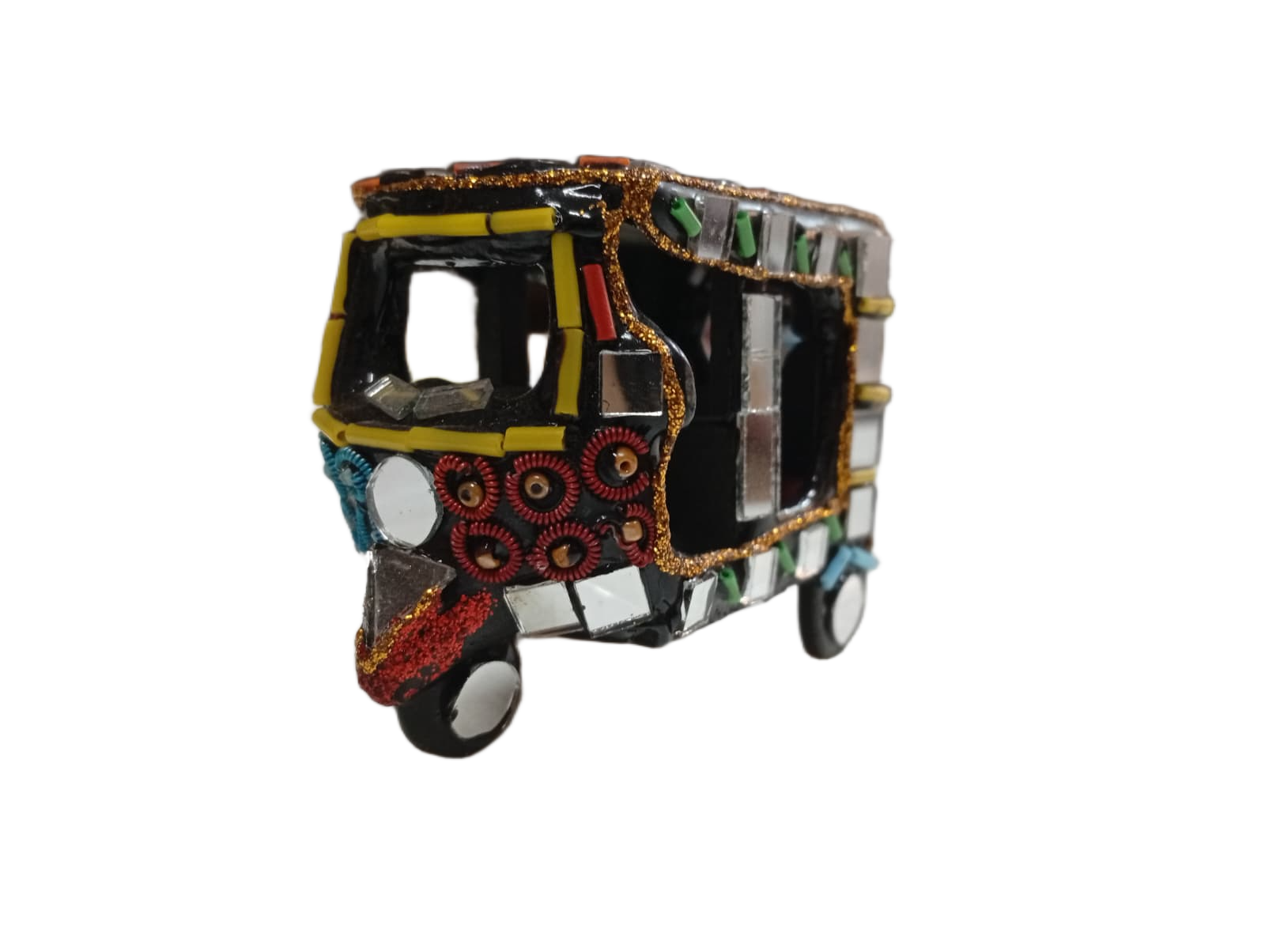 Decorative Mirror Work Rickshaw (L-6cm, W-4cm, H-5.5cm) - Image 5