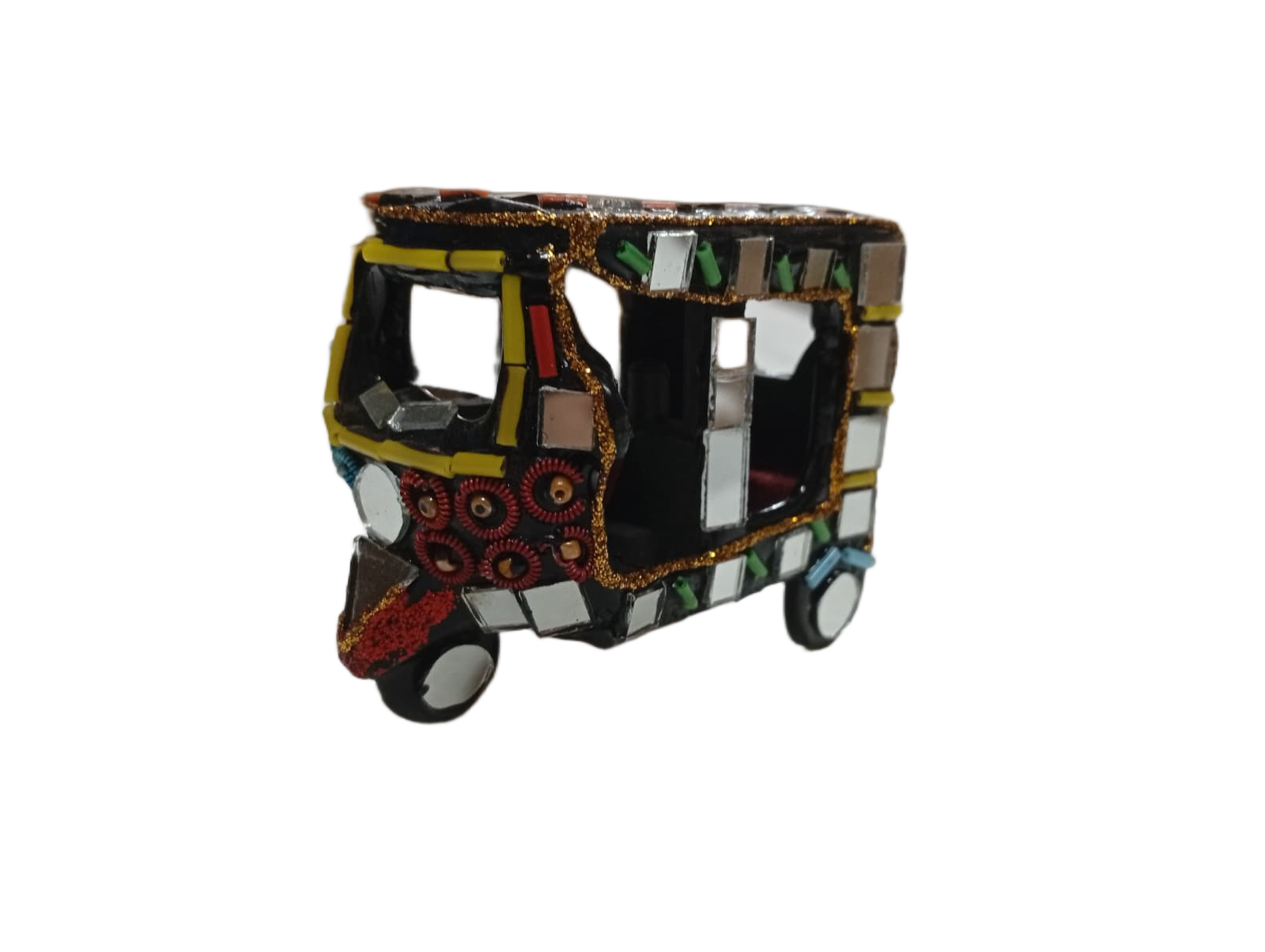 Decorative Mirror Work Rickshaw (L-6cm, W-4cm, H-5.5cm) - Image 6