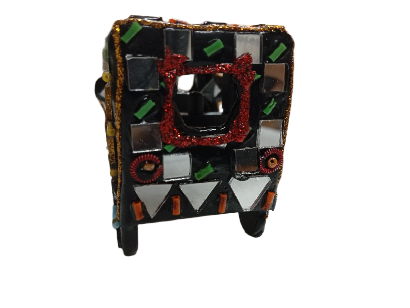 Decorative Mirror Work Rickshaw (L-6cm, W-4cm, H-5.5cm) - Image 7