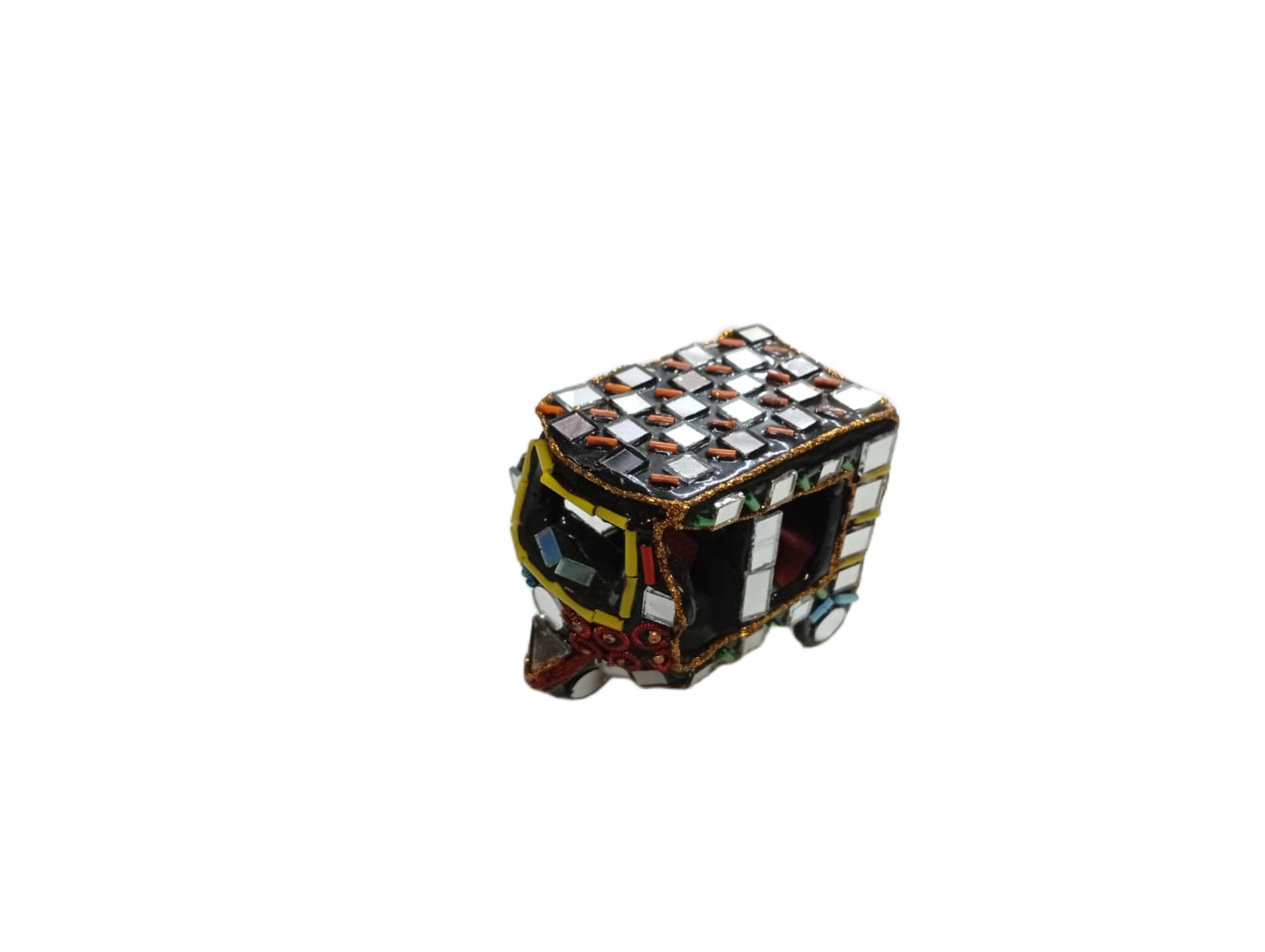 Decorative Mirror Work Rickshaw (L-6cm, W-4cm, H-5.5cm) - Image 9