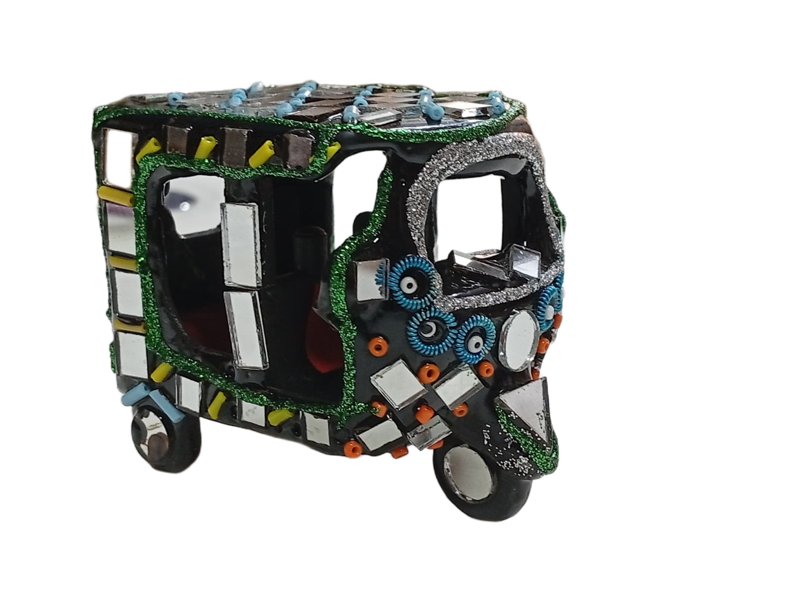 Decorative Mirror Work Rickshaw (L-6cm, W-4cm, H-5.5cm) - Image 7