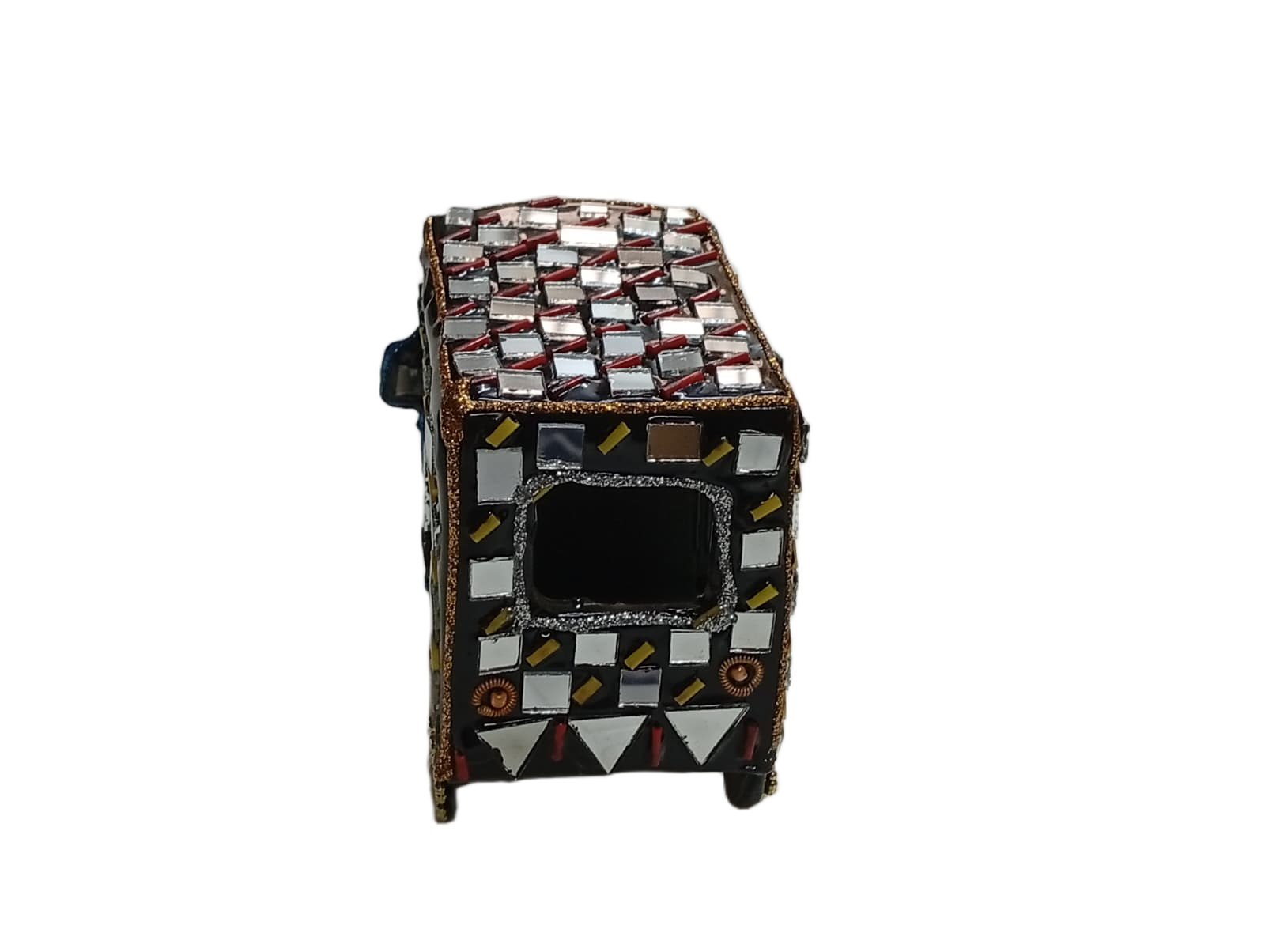 Decorative Mirror Work Rickshaw (L-10cm, W-5cm, H-7.5cm) - Image 5