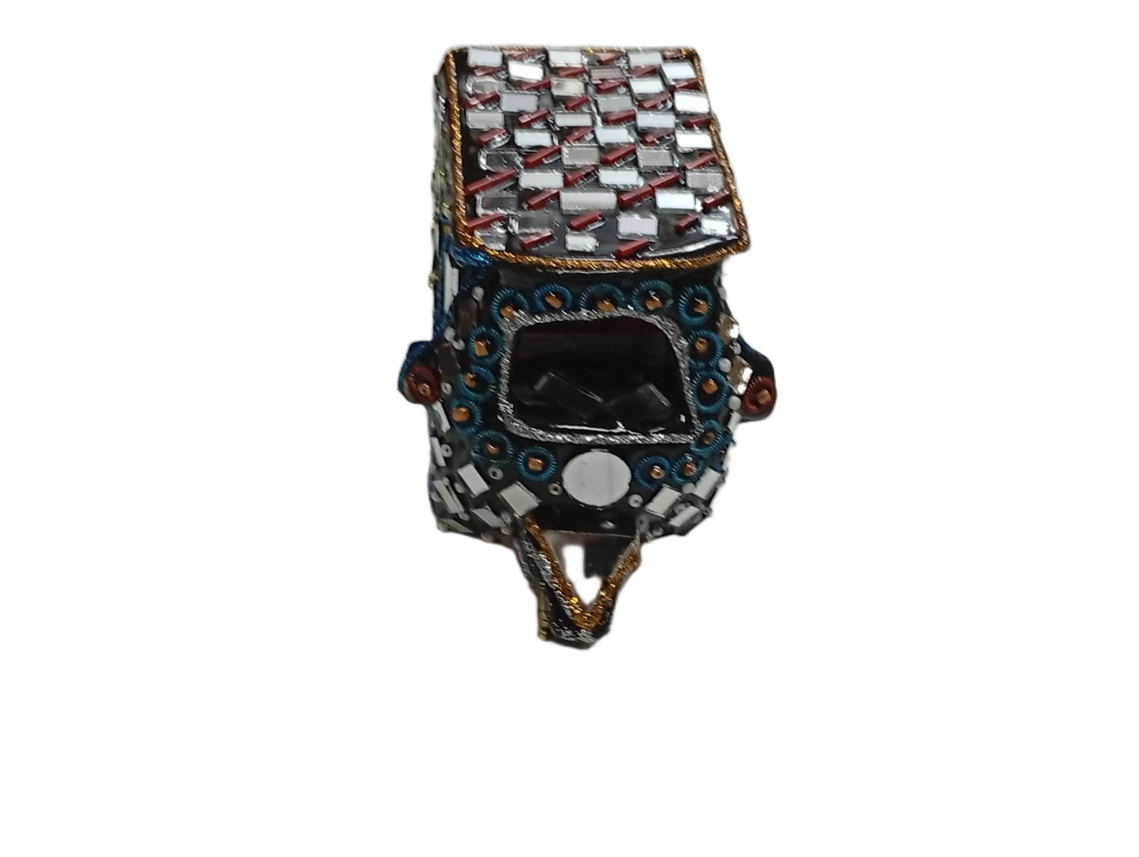 Decorative Mirror Work Rickshaw (L-10cm, W-5cm, H-7.5cm) - Image 7