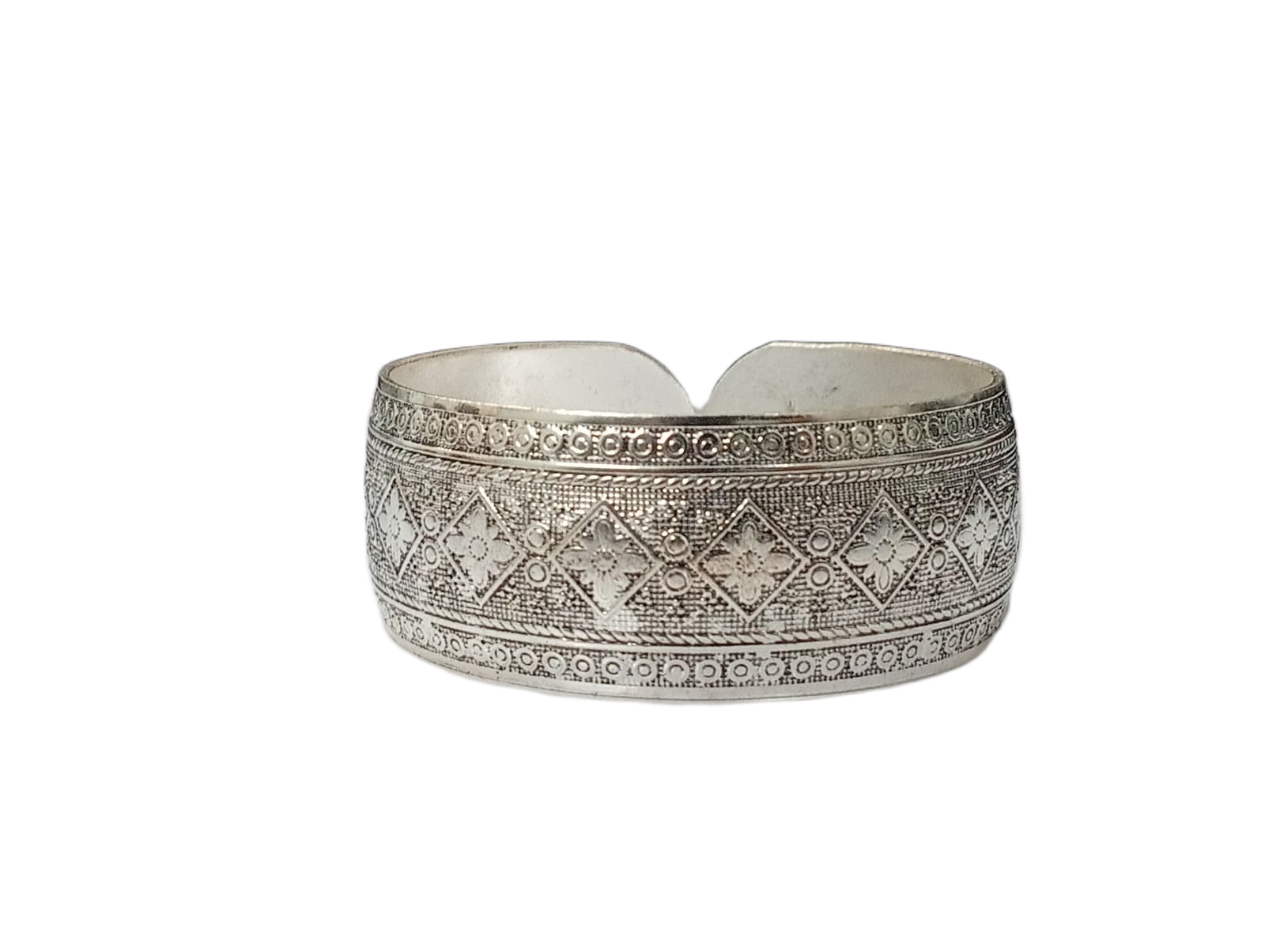 Traditional Handcrafted Floral Engraved Metal Cuff Bracelet - Image 5