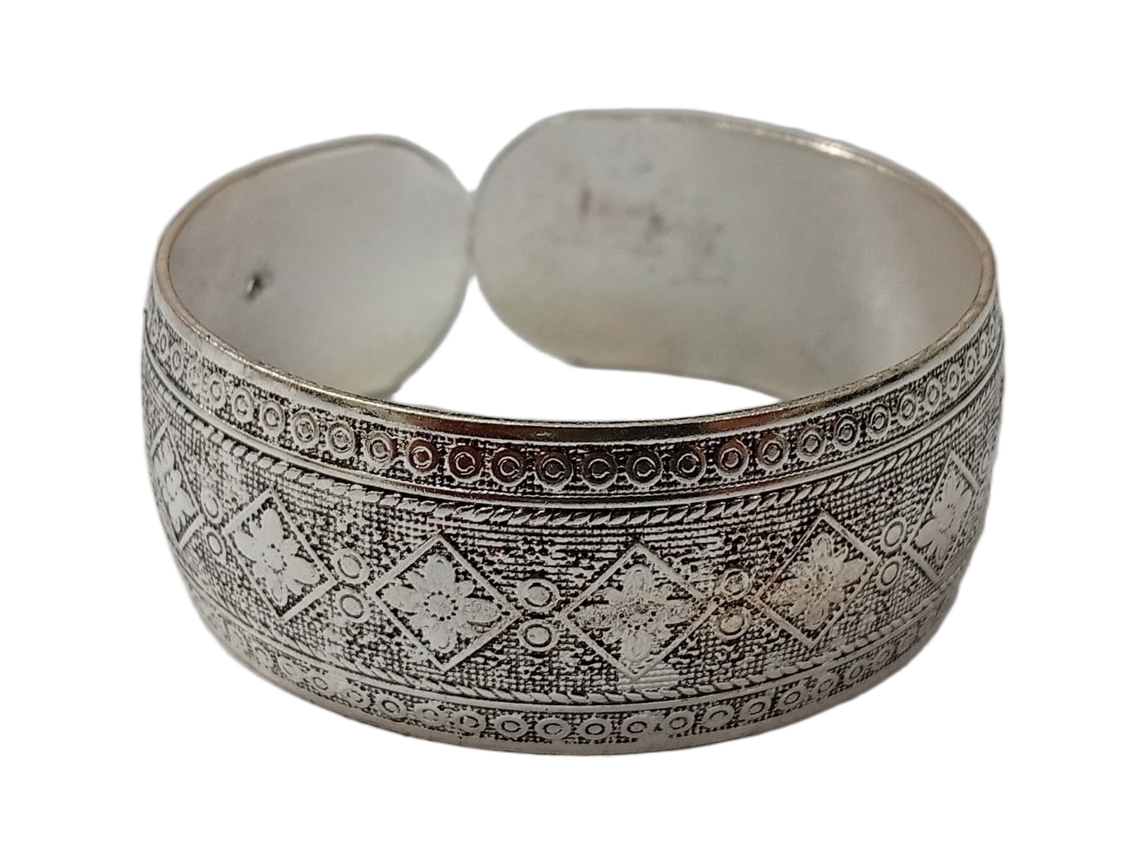 Traditional Handcrafted Floral Engraved Metal Cuff Bracelet - Image 8