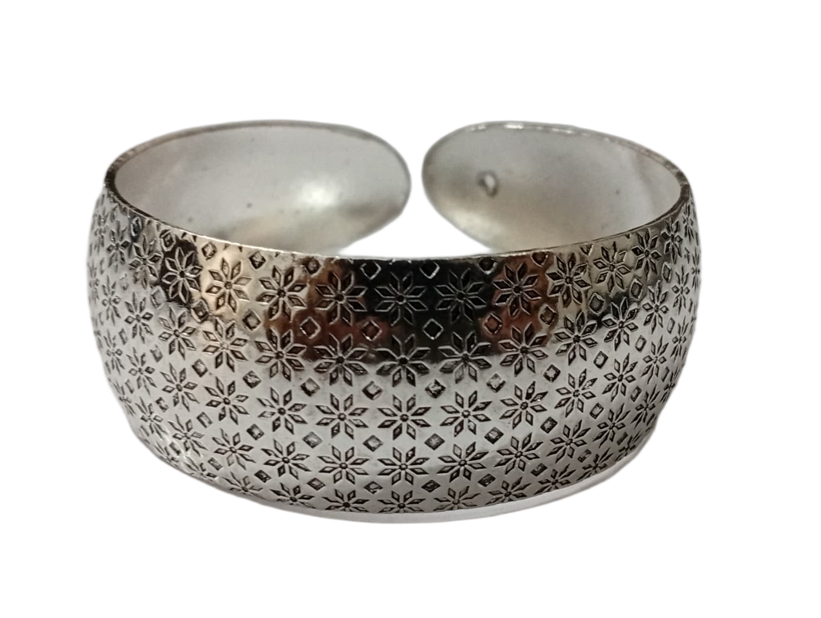 Traditional Handcrafted Floral Engraved Metal Cuff Bracelet - Image 6