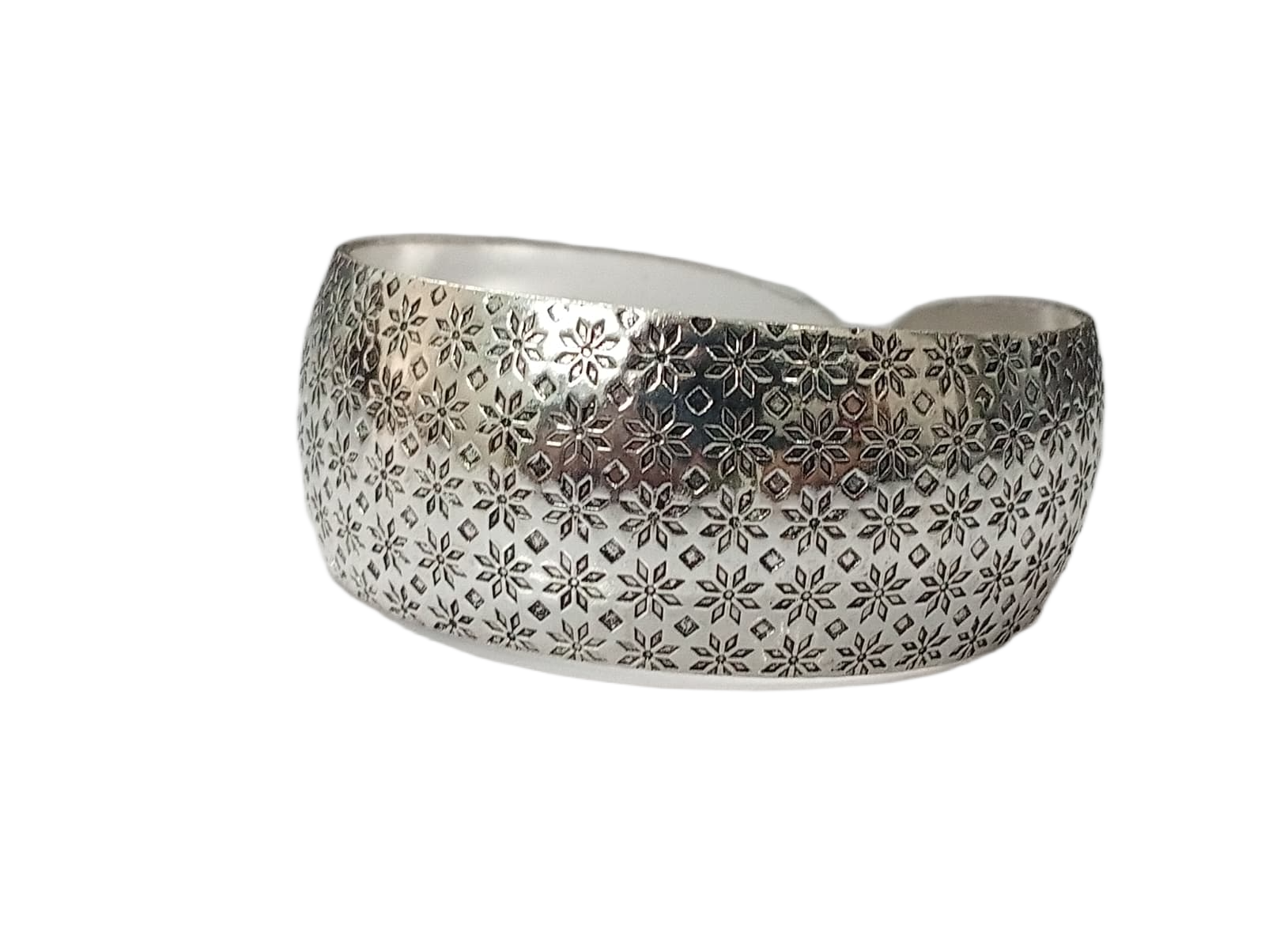 Traditional Handcrafted Floral Engraved Metal Cuff Bracelet - Image 7
