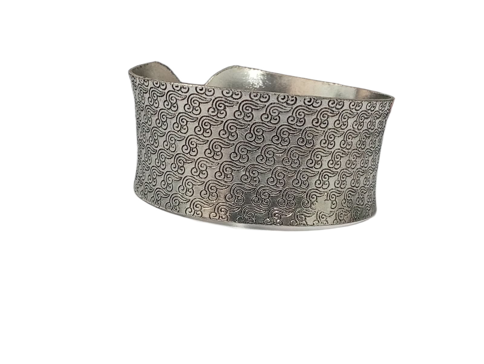 Traditional Handcrafted Floral Engraved Metal Cuff Bracelet - Image 4