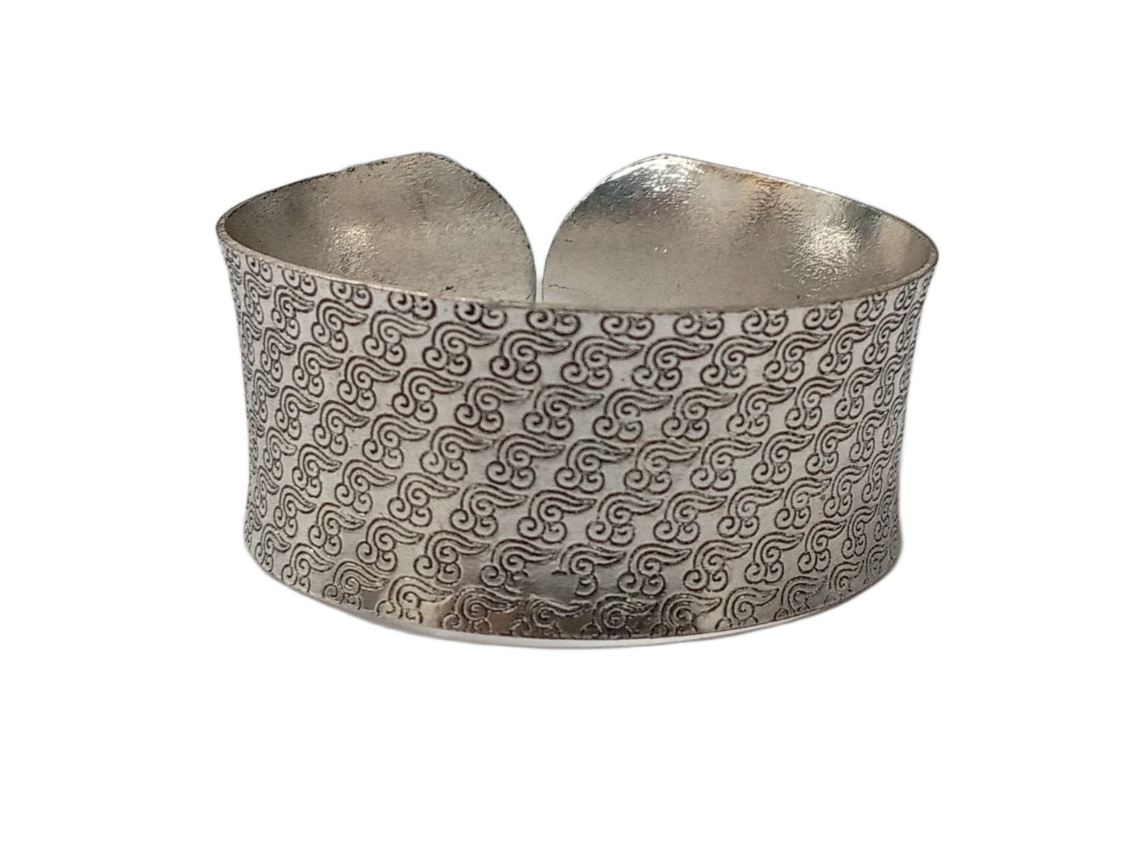Traditional Handcrafted Floral Engraved Metal Cuff Bracelet - Image 5