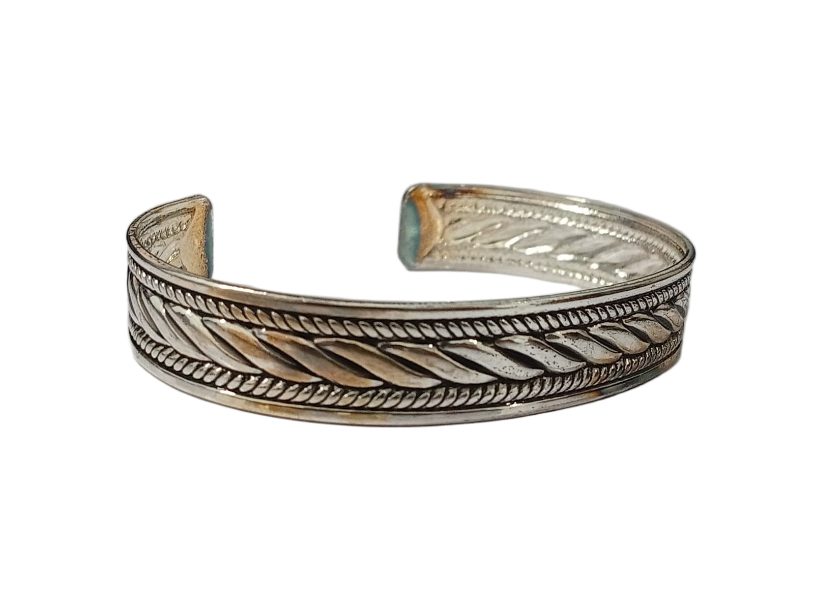 Traditional Handcrafted Floral Engraved Metal Cuff Bracelet - Image 4