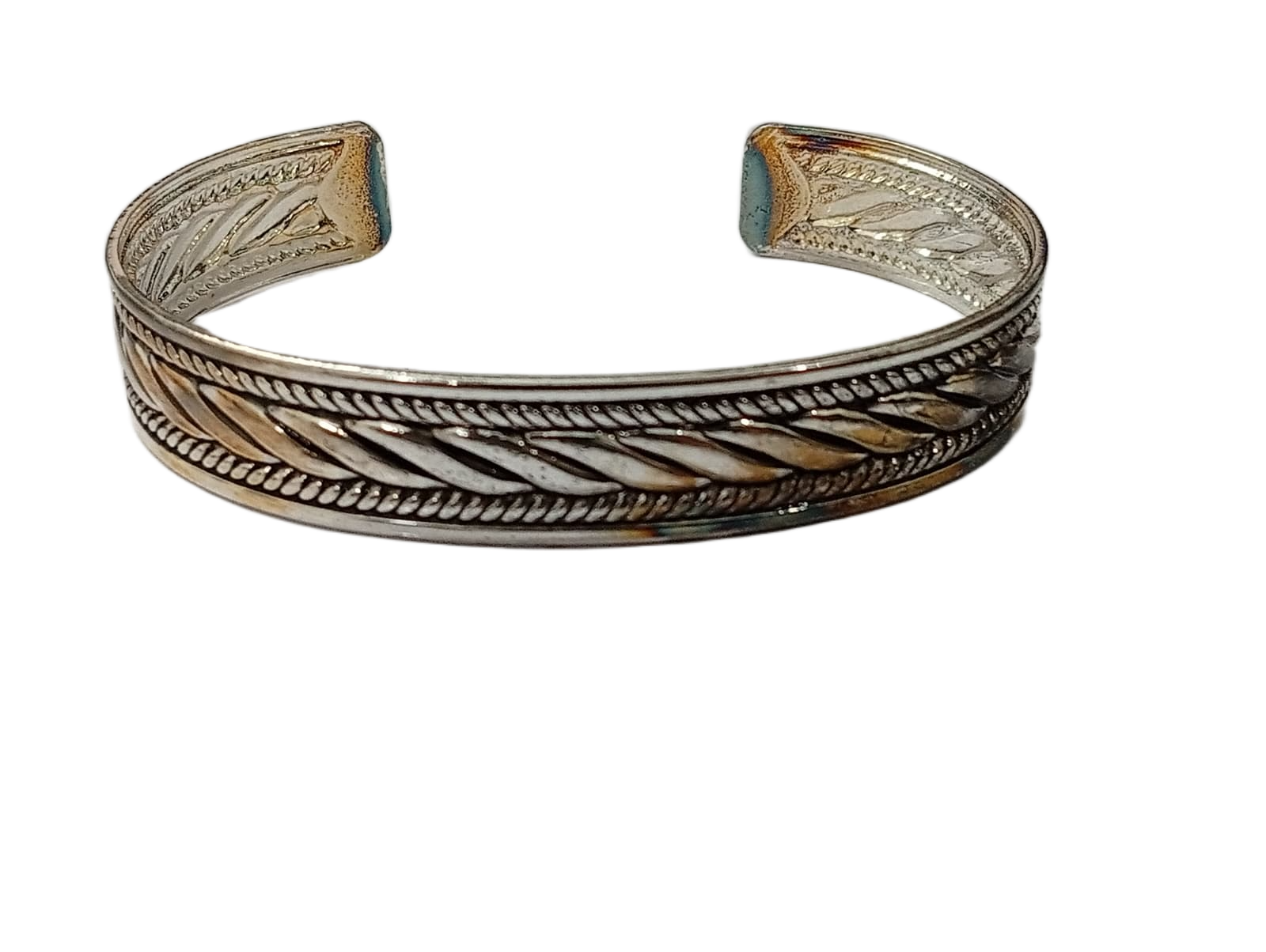 Traditional Handcrafted Floral Engraved Metal Cuff Bracelet - Image 5