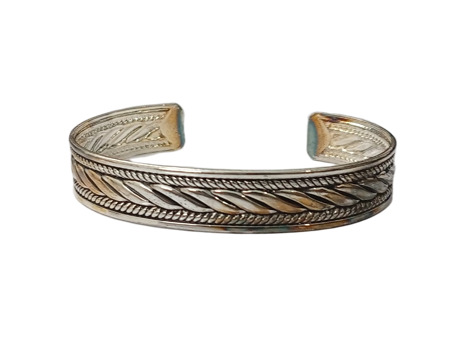 Traditional Handcrafted Floral Engraved Metal Cuff Bracelet - Image 7