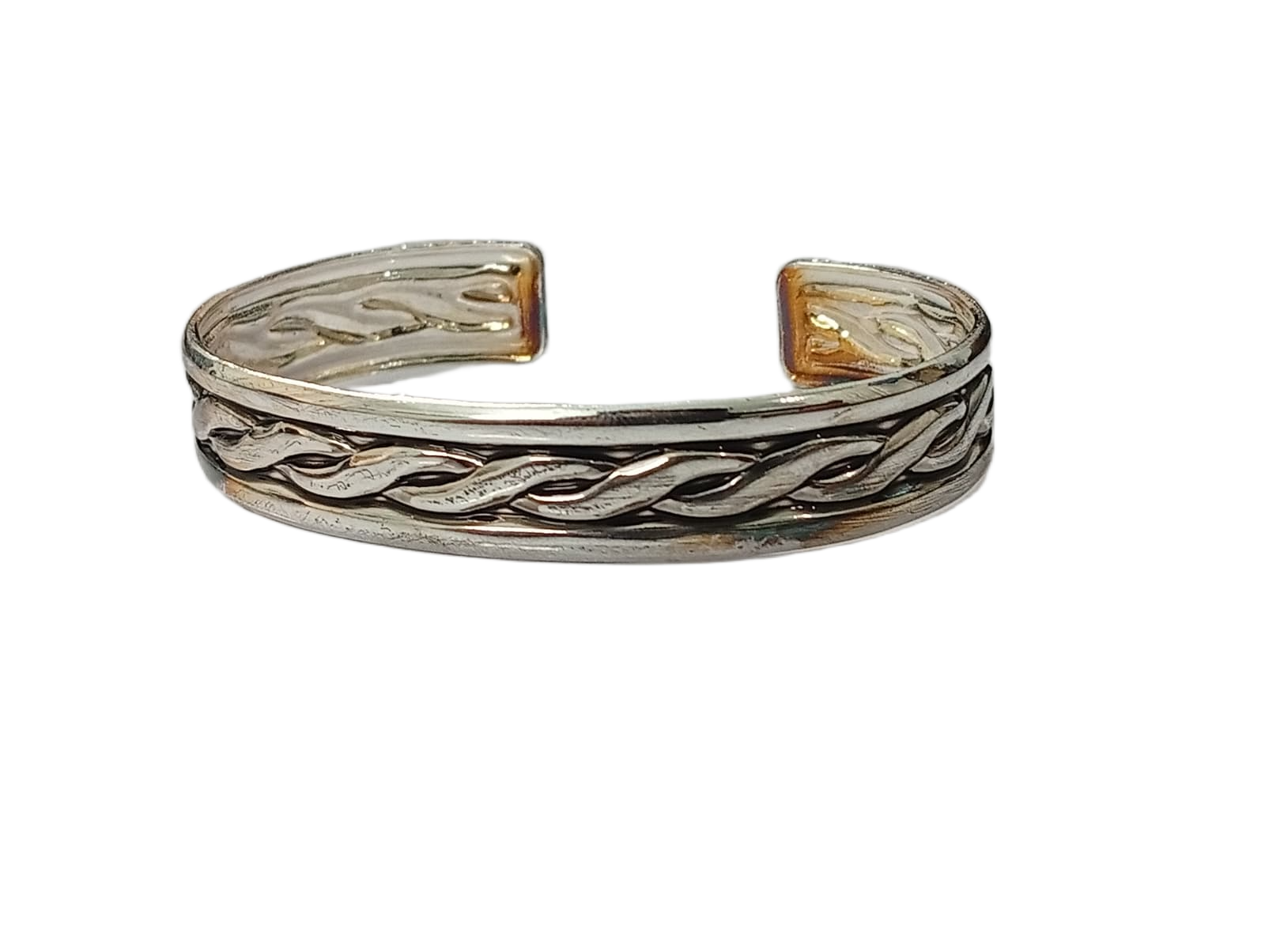 Traditional Handcrafted Floral Engraved Metal Cuff Bracelet - Image 4