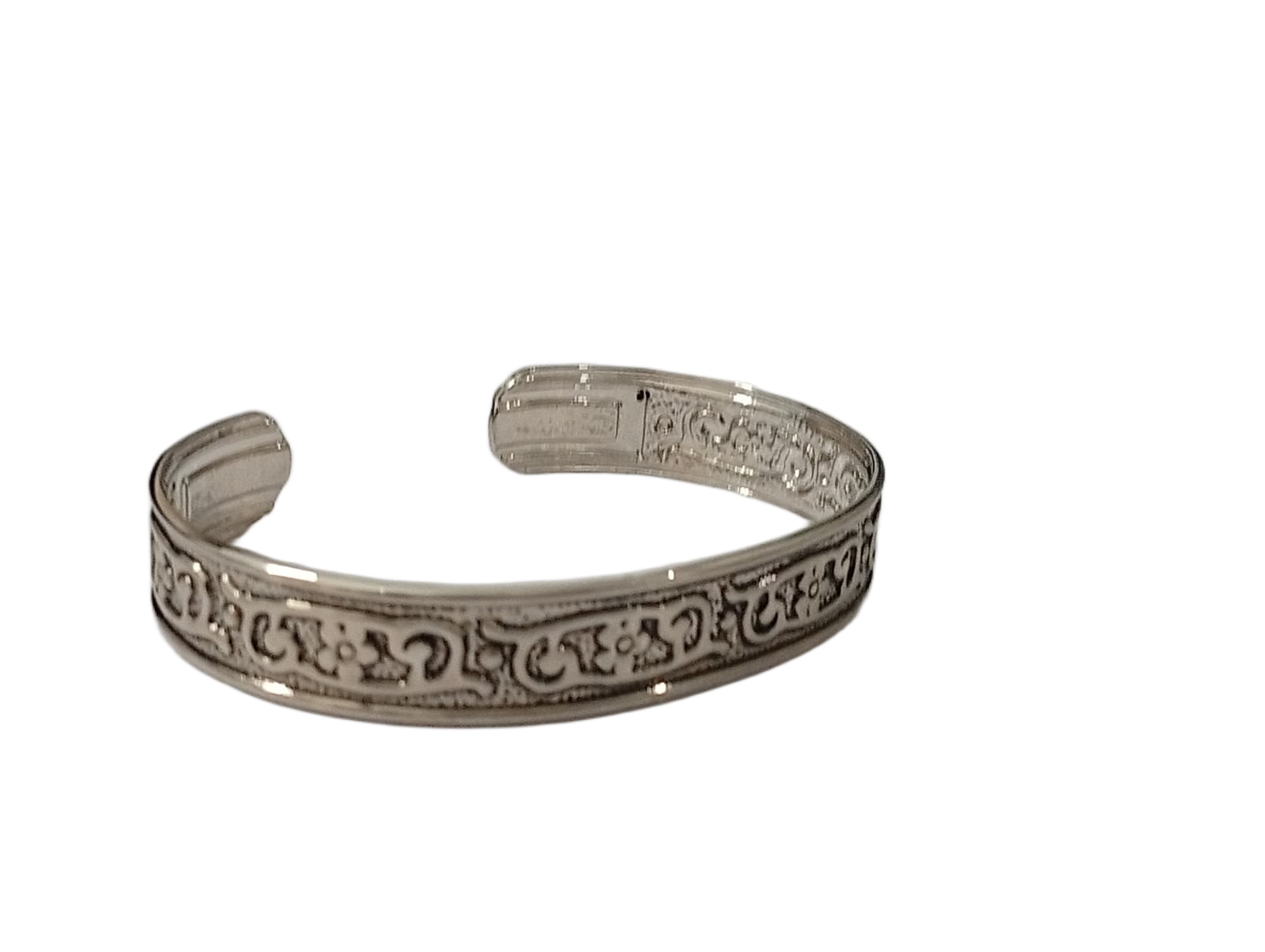 Traditional Handcrafted Floral Engraved Metal Cuff Bracelet - Image 4