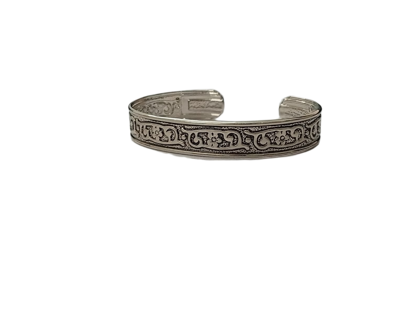 Traditional Handcrafted Floral Engraved Metal Cuff Bracelet - Image 5