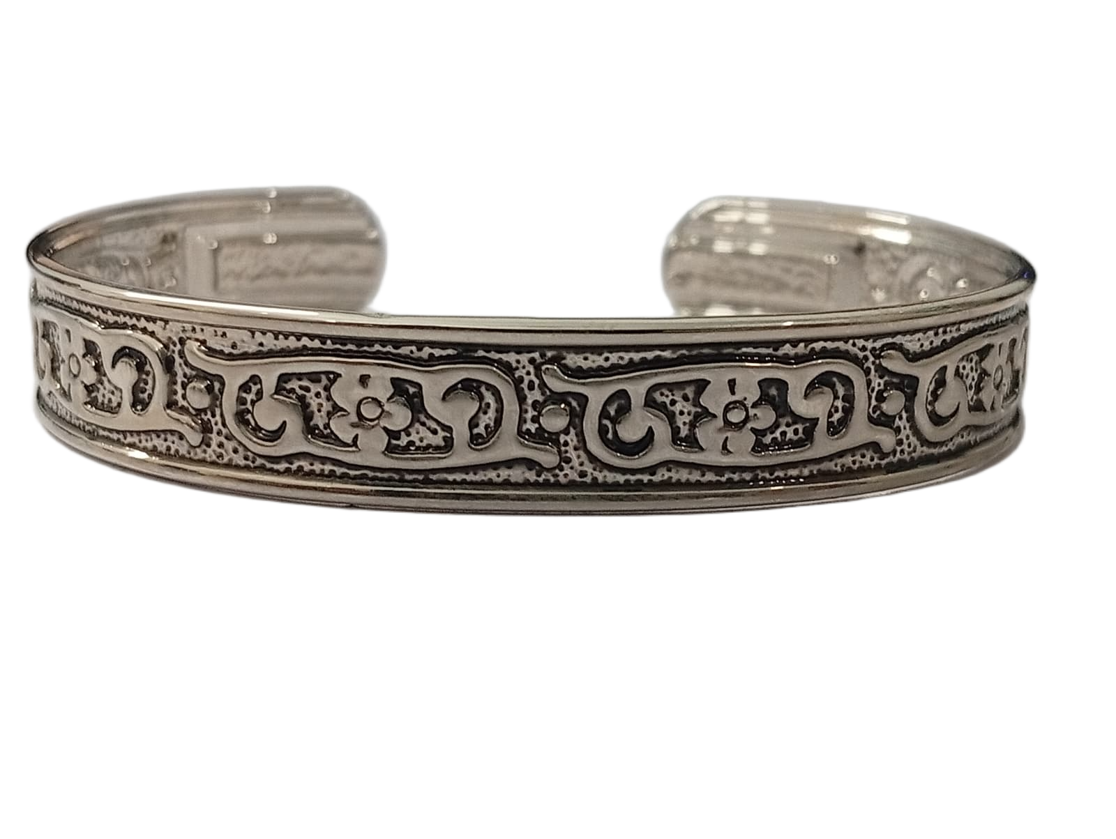 Traditional Handcrafted Floral Engraved Metal Cuff Bracelet - Image 6