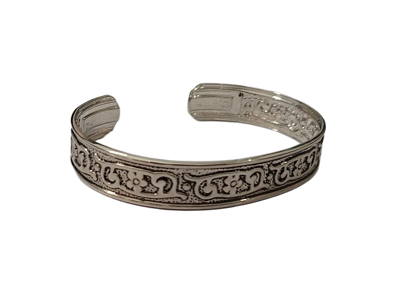 Traditional Handcrafted Floral Engraved Metal Cuff Bracelet - Image 7