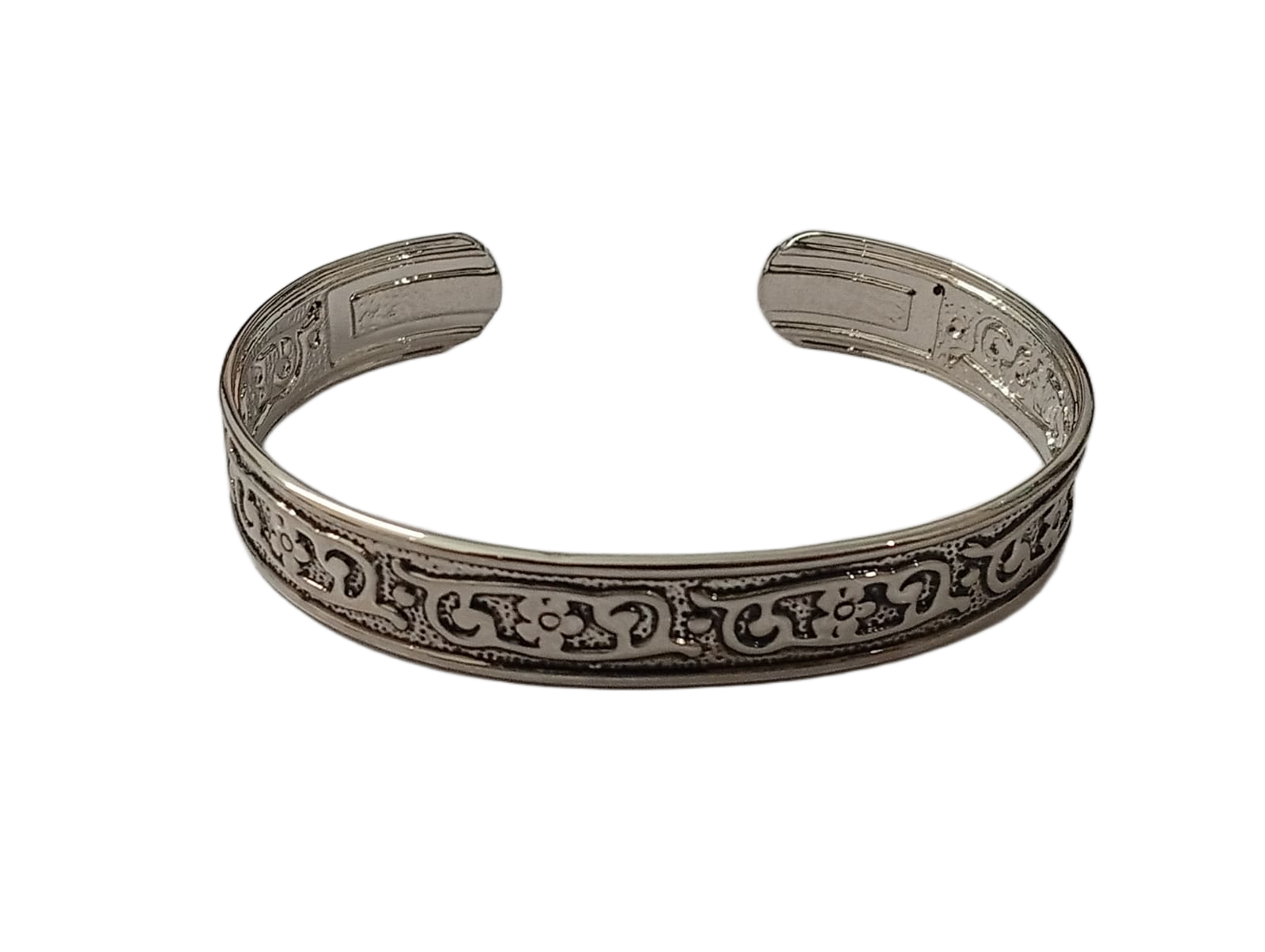 Traditional Handcrafted Floral Engraved Metal Cuff Bracelet - Image 8