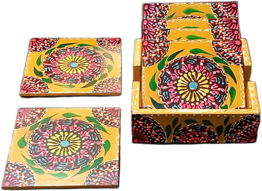 Truck Art Tea Coaster Set of 6 with Holder – Handmade Traditional Pakistani Design - Image 8