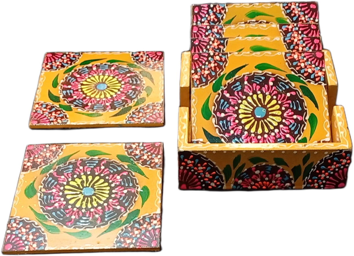 Truck Art Tea Coaster Set of 6 with Holder – Handmade Traditional Pakistani Design - Image 10