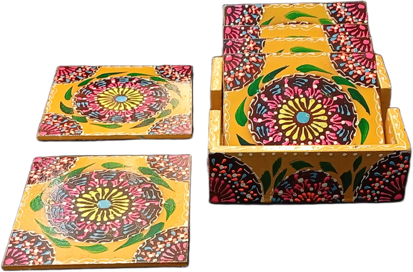 Truck Art Tea Coaster Set of 6 with Holder – Handmade Traditional Pakistani Design - Image 11