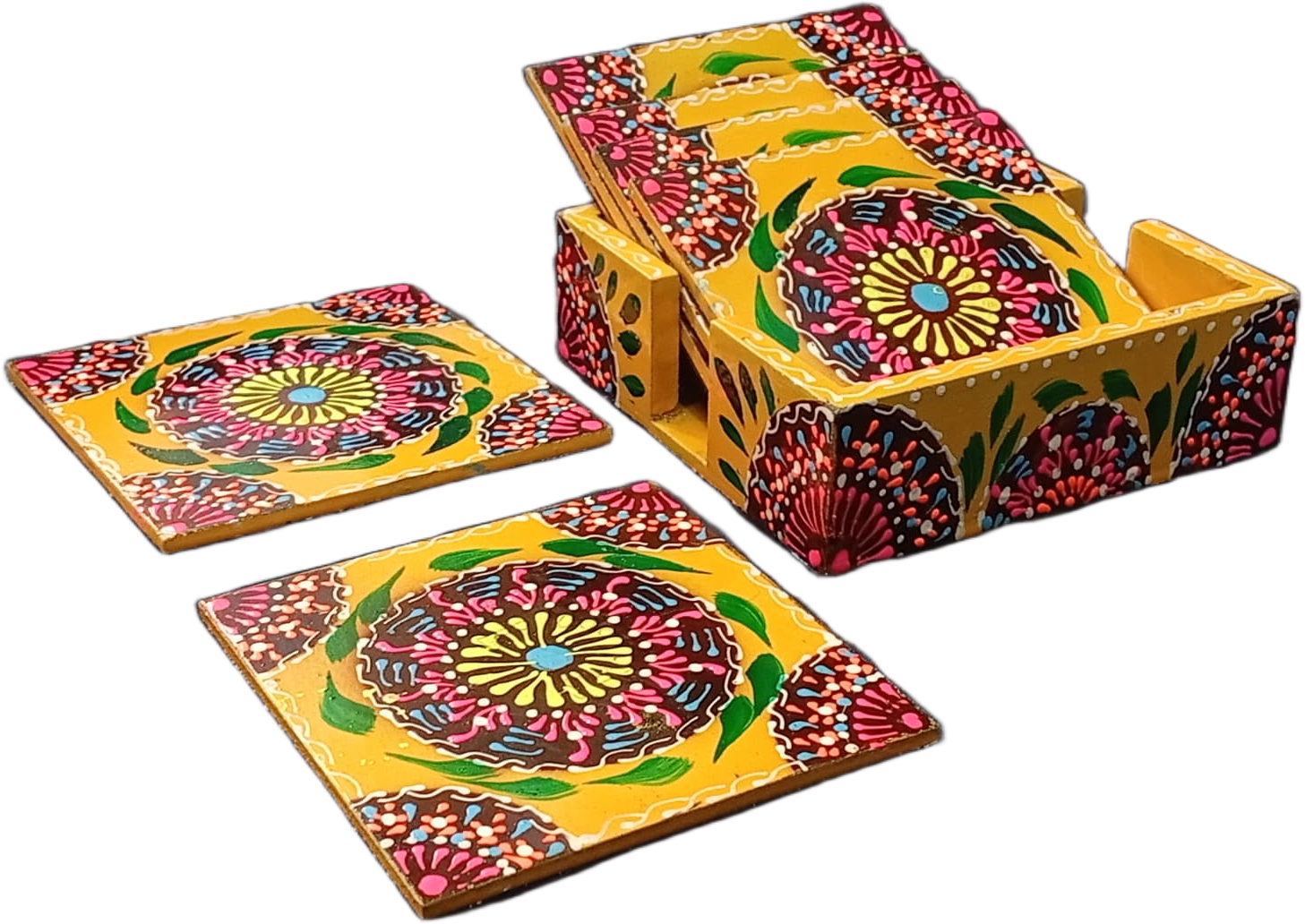 Truck Art Tea Coaster Set of 6 with Holder – Handmade Traditional Pakistani Design - Image 7