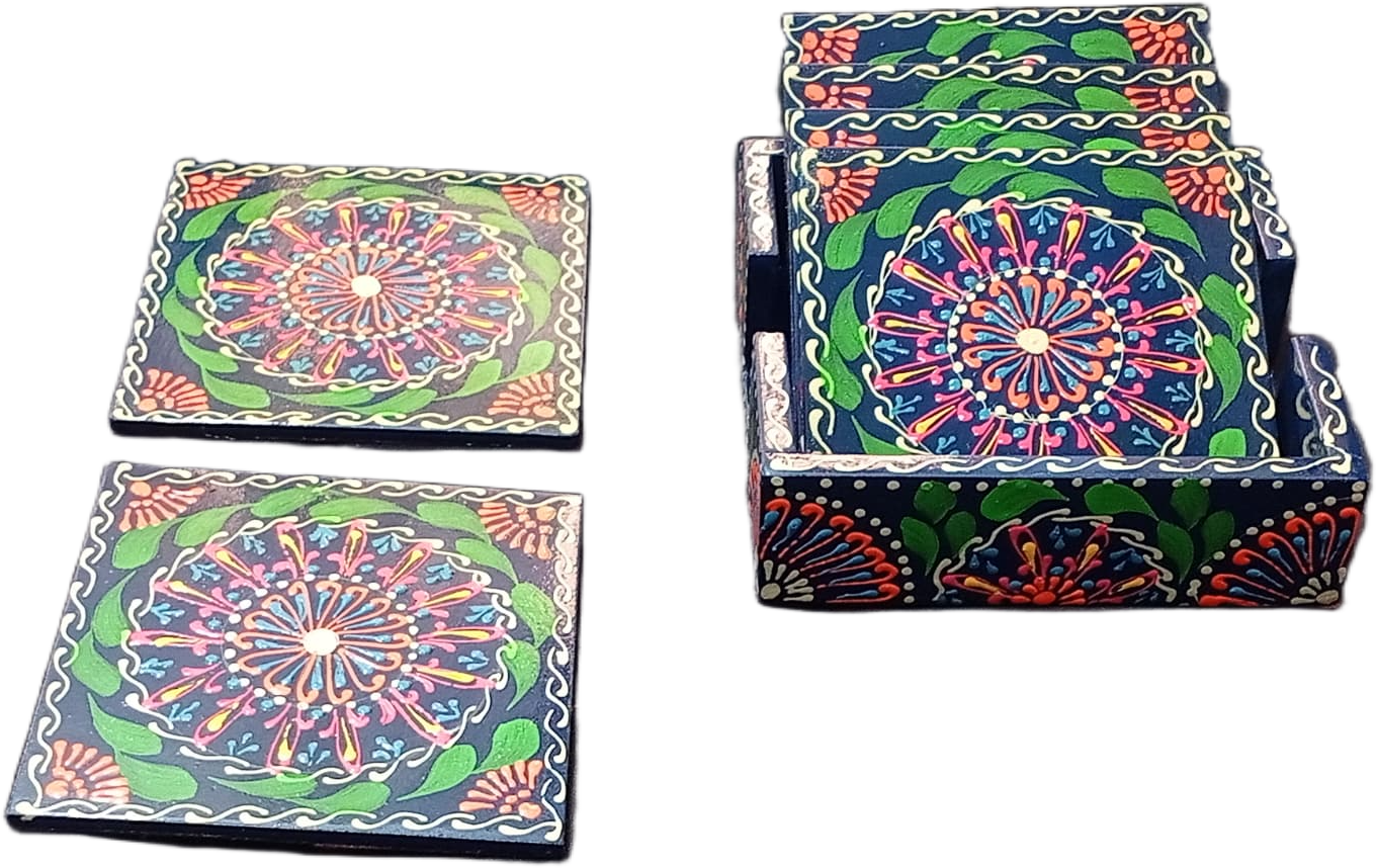 Truck Art Tea Coaster Set of 6 with Holder – Handmade Traditional Pakistani Design - Image 11