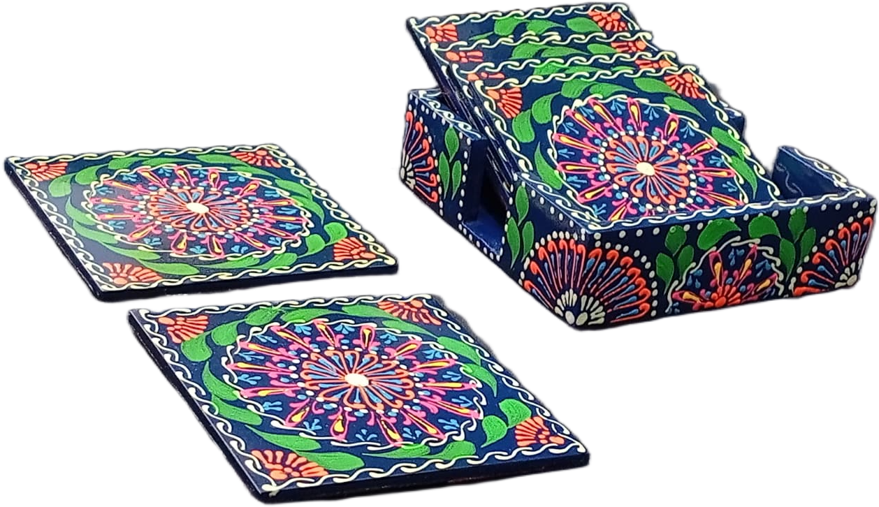 Truck Art Tea Coaster Set of 6 with Holder – Handmade Traditional Pakistani Design - Image 12