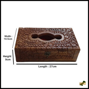Wooden Tissue Box Size (L-27cm, W-14.5cm, H-9cm)
