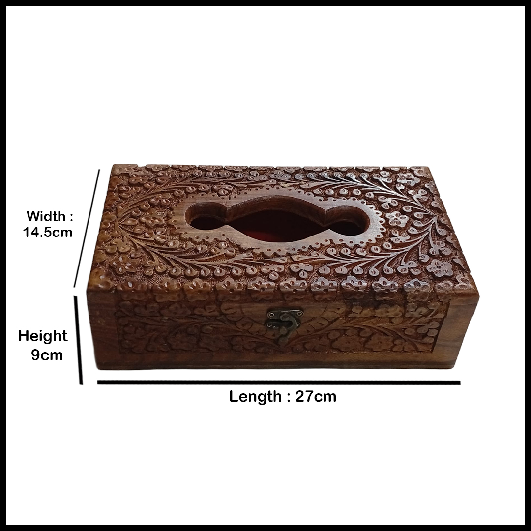 Wooden Tissue Box Size (L-27cm, W-14.5cm, H-9cm) - Image 3