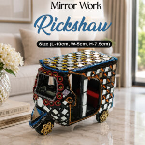 Decorative Mirror Work Rickshaw (L-10cm, W-5cm, H-7.5cm)
