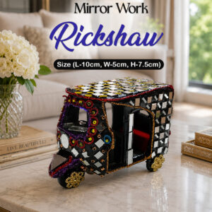 Decorative Mirror Work Rickshaw (L-10cm, W-5cm, H-7.5cm)