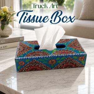 Truck Art Hand-Painted Tissue Box Size (L-25.5cm, W-12.5cm, H-7cm)