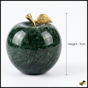 Elegant Onyx Stone Apple Decor with Golden Leaf (Size: 7 cm)