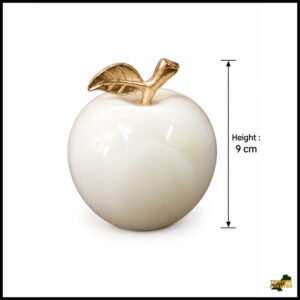Elegant Onyx Stone Apple Decor with Golden Leaf (Size: 9 cm)