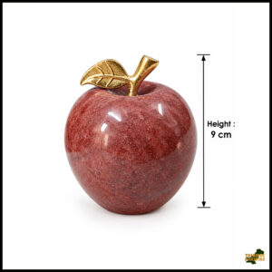 Elegant Onyx Stone Apple Decor with Golden Leaf (Size: 9 cm)