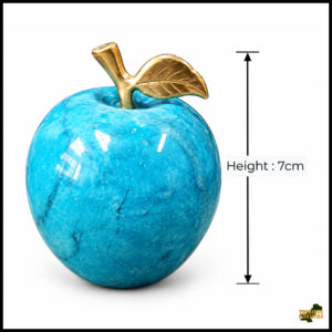 Elegant Onyx Stone Apple Decor with Golden Leaf (Size: 7 cm)