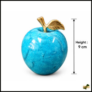 Elegant Onyx Stone Apple Decor with Golden Leaf (Size: 9 cm)