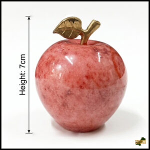 Elegant Onyx Stone Apple Decor with Golden Leaf (Size: 7 cm)