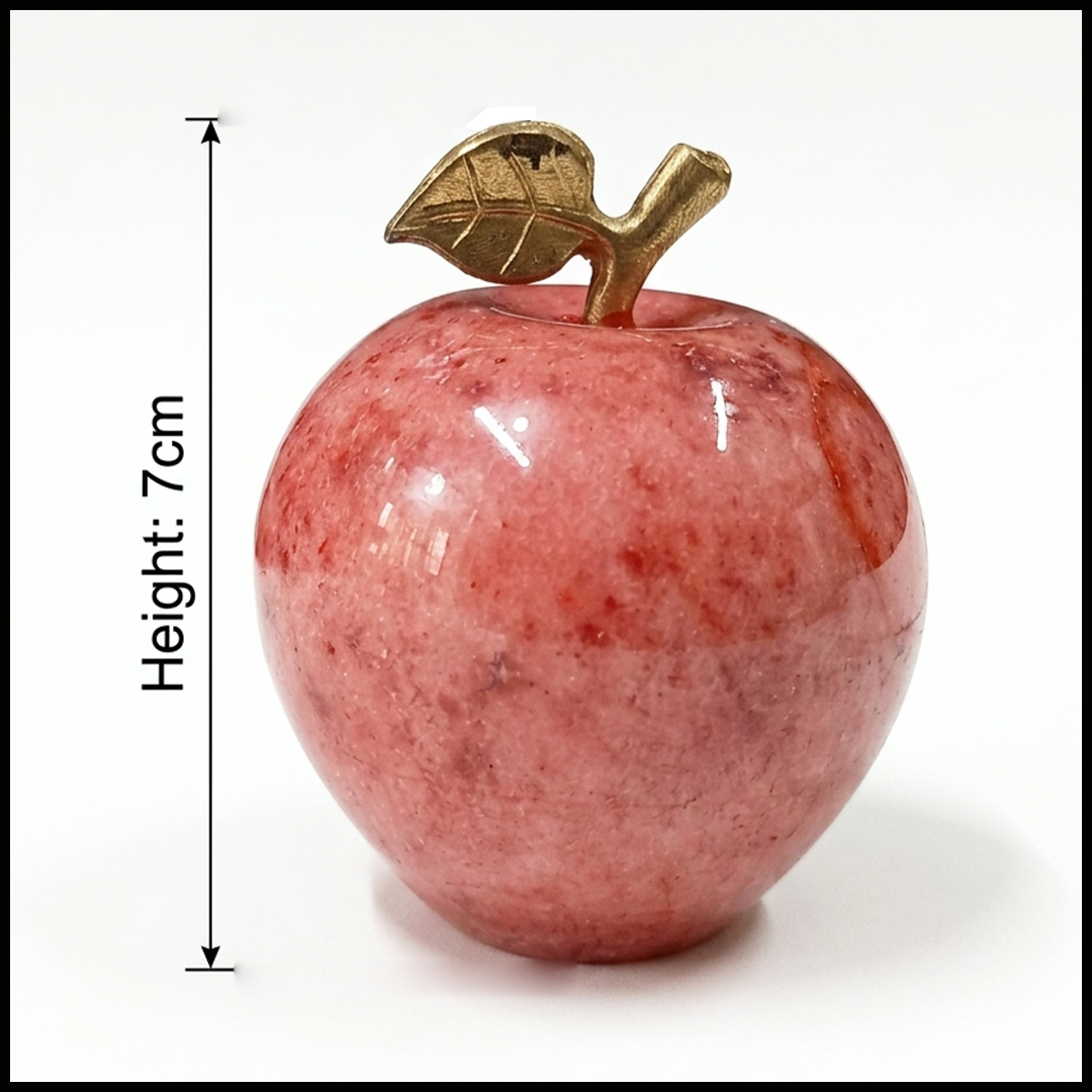 Elegant Onyx Stone Apple Decor with Golden Leaf (Size: 7 cm) - Image 3