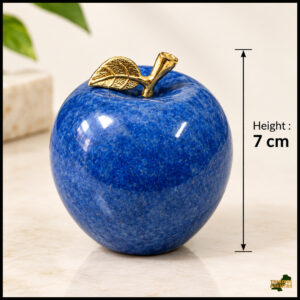 Elegant Onyx Stone Apple Decor with Golden Leaf (Size: 7 cm)