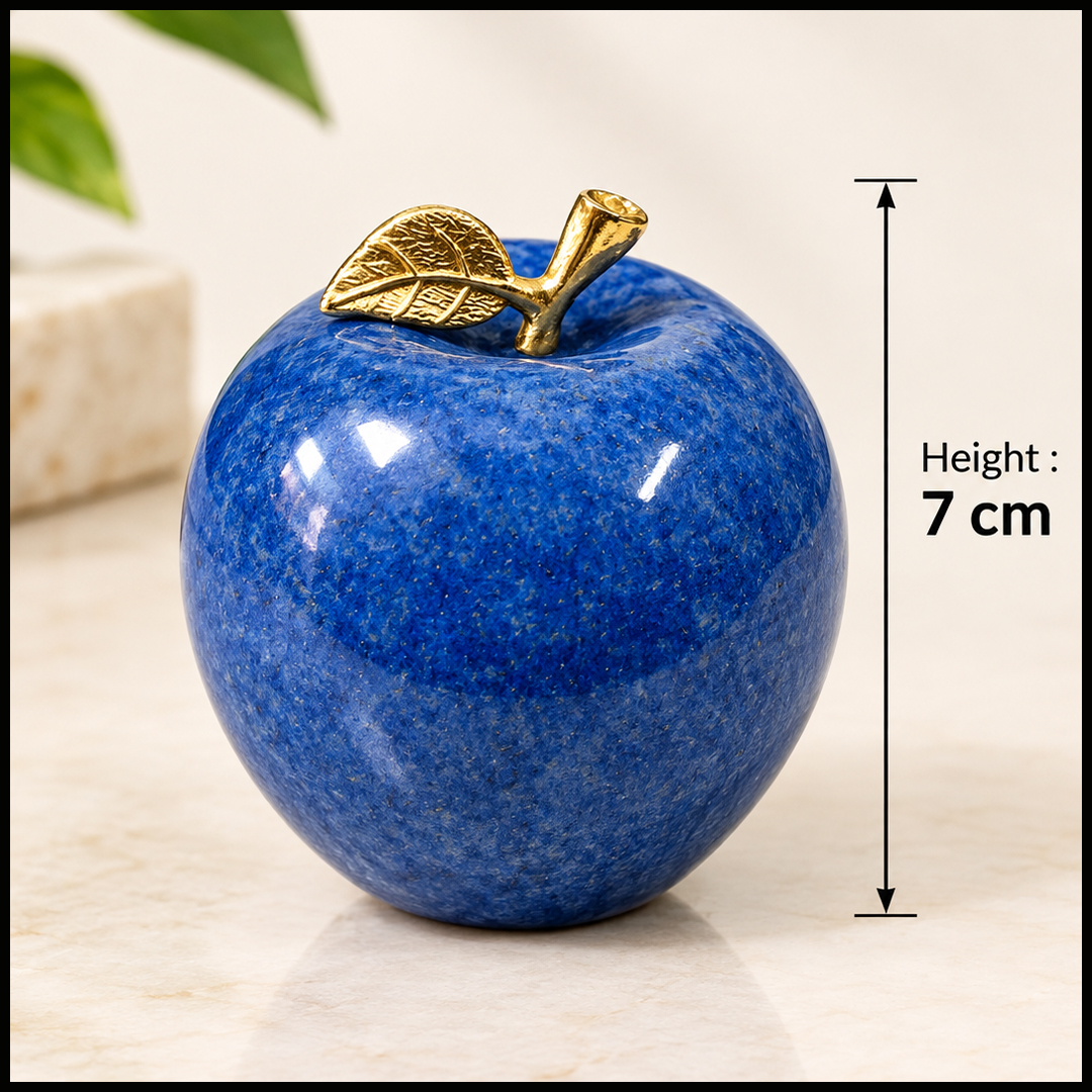 Elegant Onyx Stone Apple Decor with Golden Leaf (Size: 7 cm) - Image 3