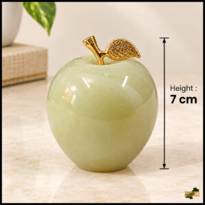 Elegant Onyx Stone Apple Decor with Golden Leaf (Size: 7 cm)