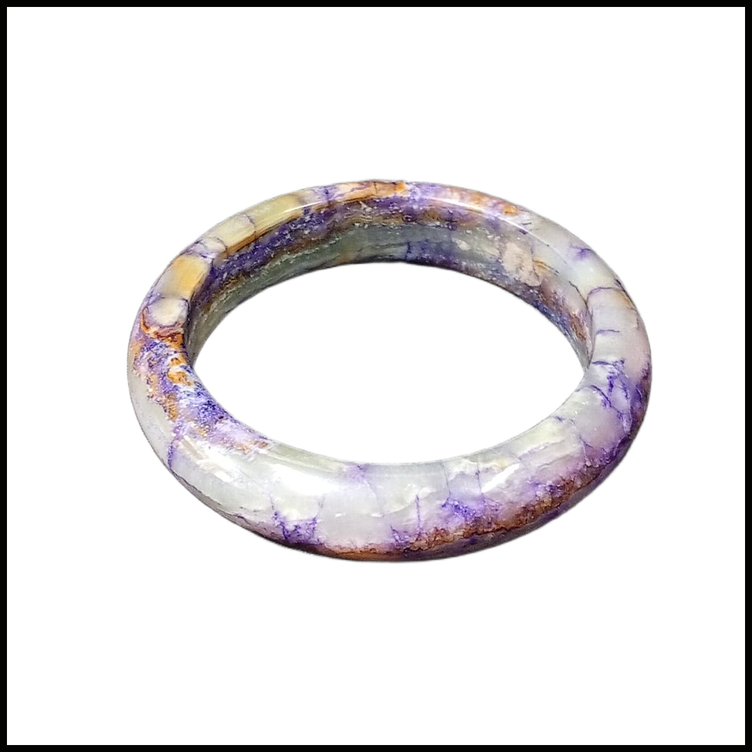 Polished Jade Bangle – Natural Stone Bracelet - Image 3